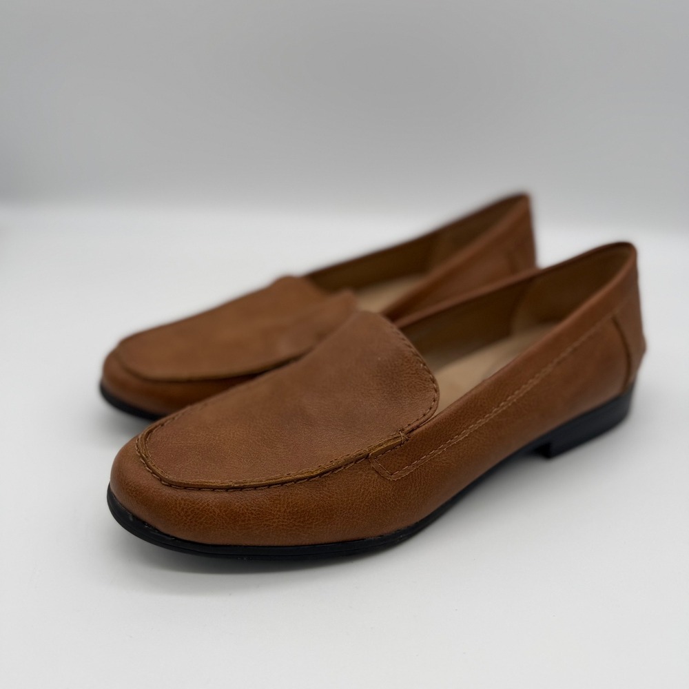 LifeStride Margot Loafers Tan Brown‎ Faux Leather Slip On Shoes Womens 5.5M